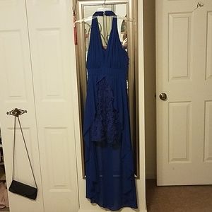 High low dark blue dress